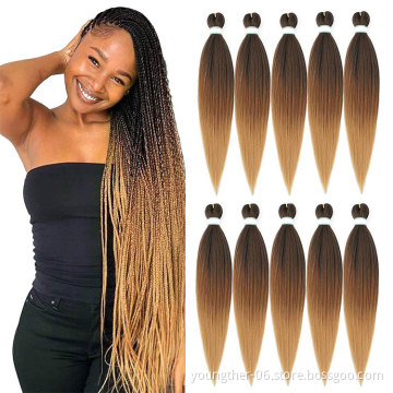 Professional Synthetic Fiber Crochet Braiding Ez Braid Pre Stretched Hot Water Setting Soft Easy Braiding Hair